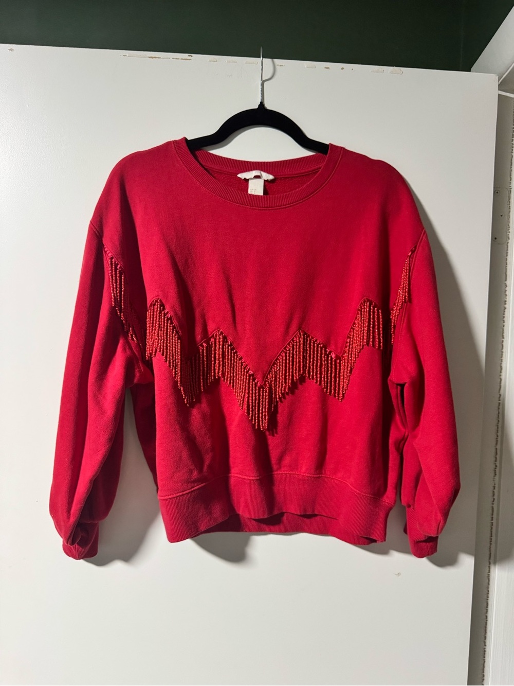 H&M Red and Black Crewneck Sweatshirt